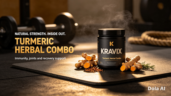 KRAVIX Turmeric Herbal Combo supplement product packaging