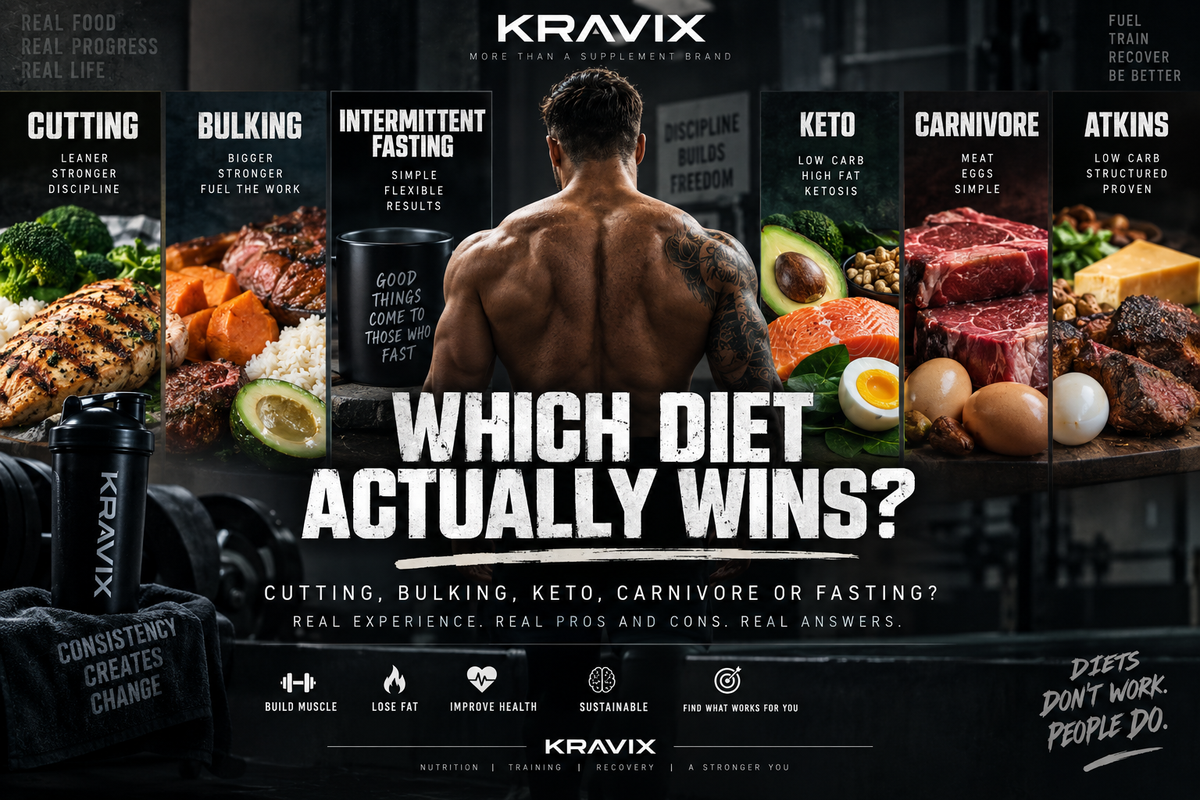 Comparison of foods associated with cutting, bulking, keto and fasting diets