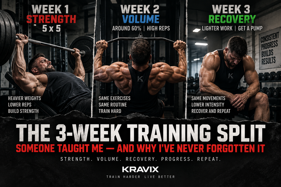 Lifter progressing through strength, volume and light training weeks