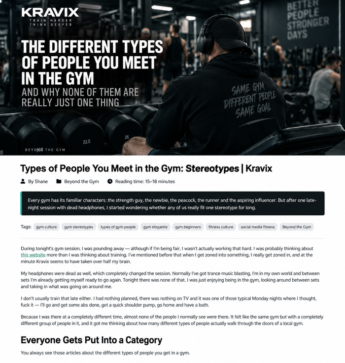 Different types of people you meet in the gym at Kravix, from strength-focused lifters and beginners to runners and social gym-goers.