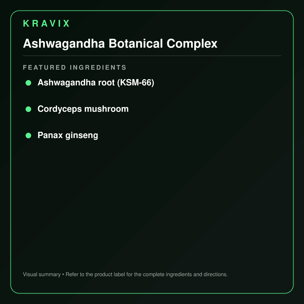 Ashwagandha Botanical Complex featured ingredients