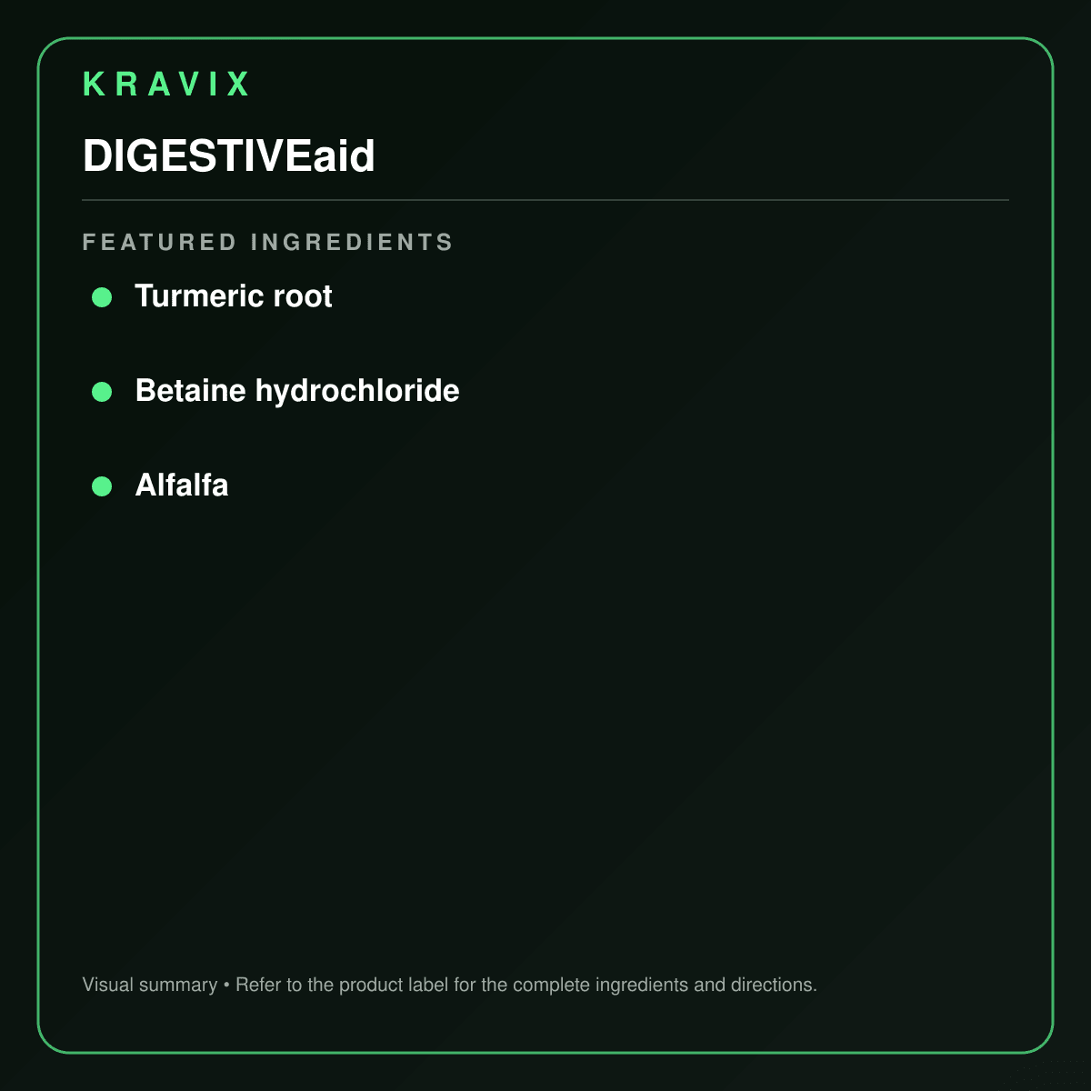 DIGESTIVEaid featured ingredients