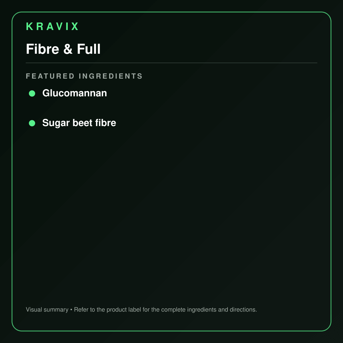Fibre & Full featured ingredients