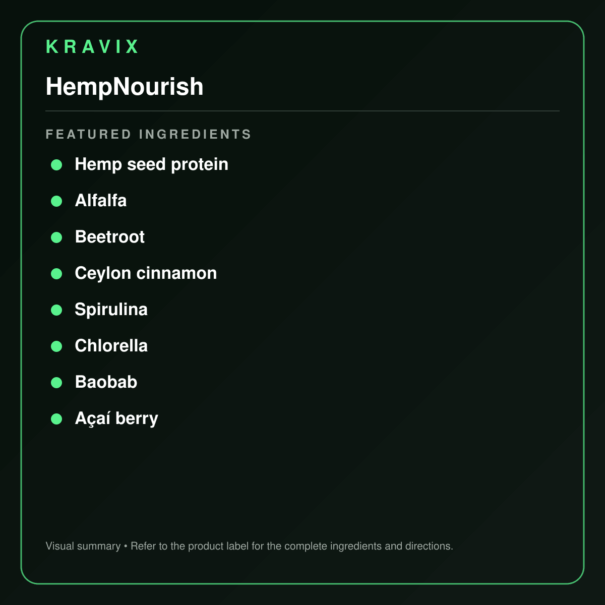 HempNourish featured ingredients