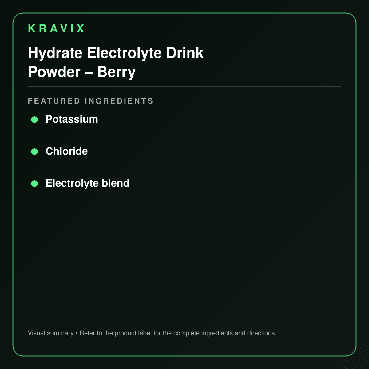 Hydrate Electrolyte Drink Powder – Berry featured ingredients