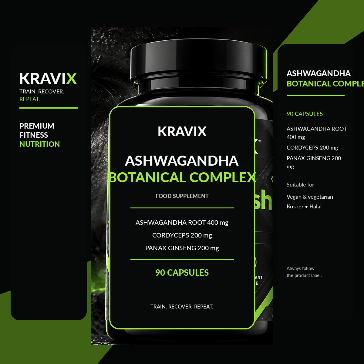 KRAVIX Ashwagandha Botanical Complex supplement product image