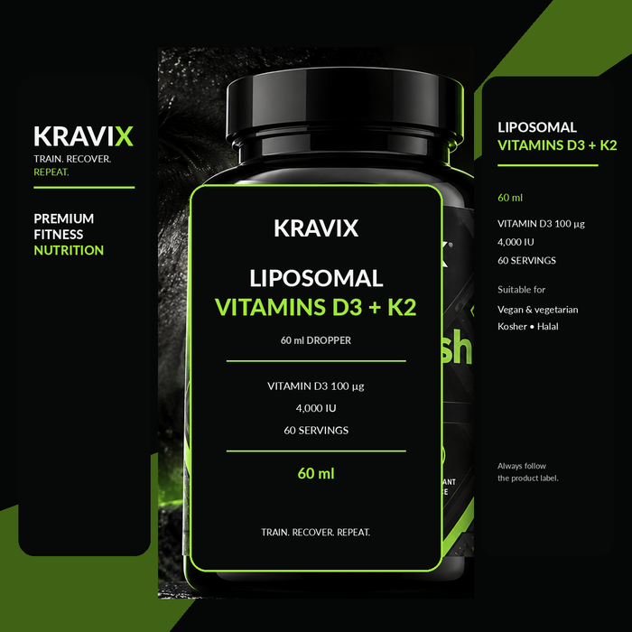 KRAVIX LIPOSOMAL Vitamins D3 + K2 dropper supplement product image