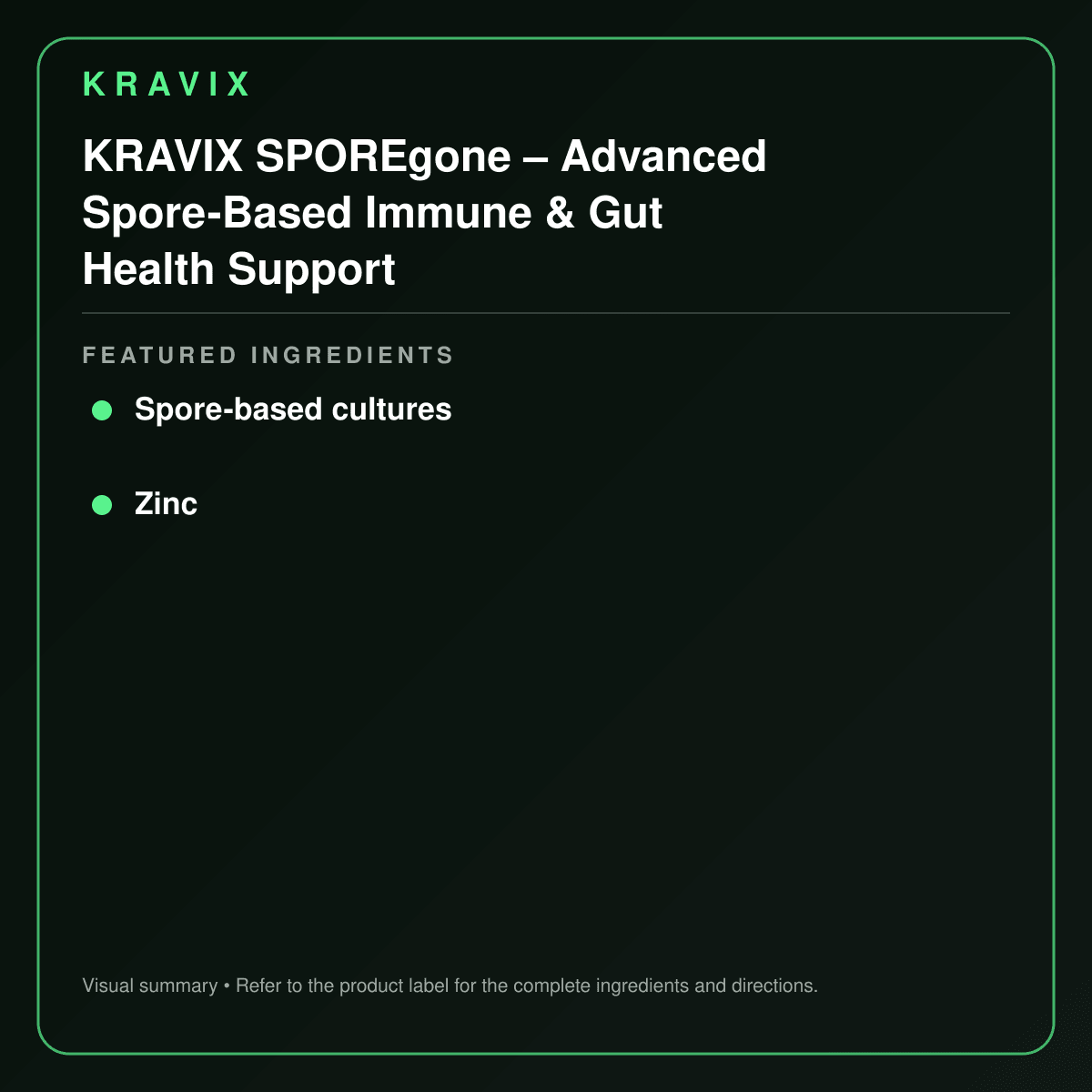 KRAVIX SPOREgone – Advanced Spore-Based Immune & Gut Health Support featured ingredients