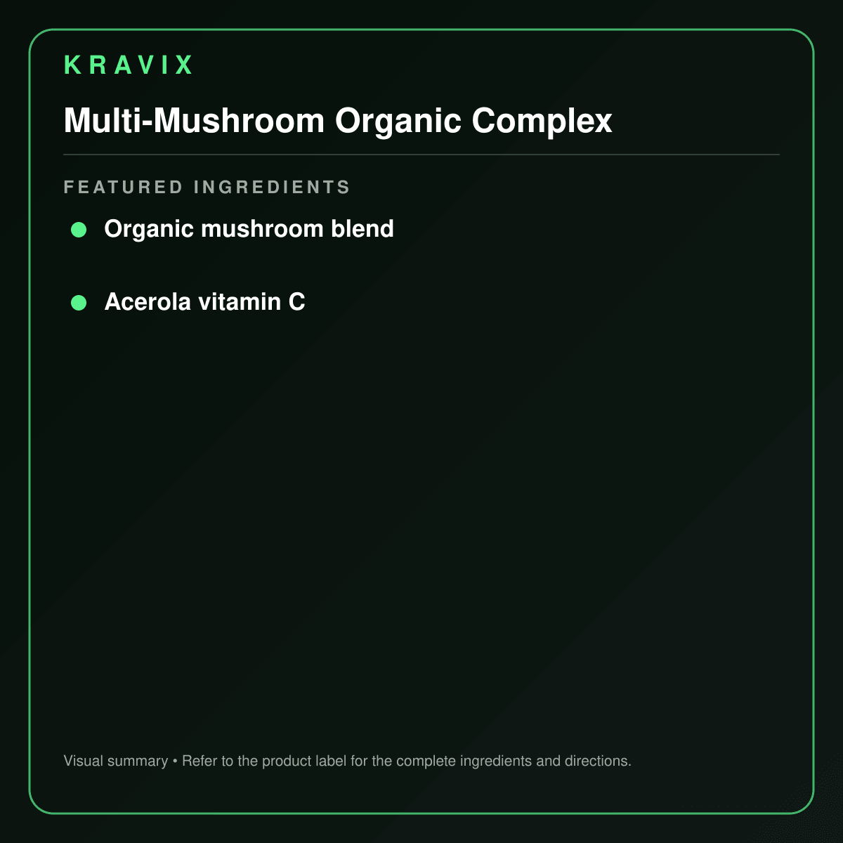Multi-Mushroom Organic Complex featured ingredients