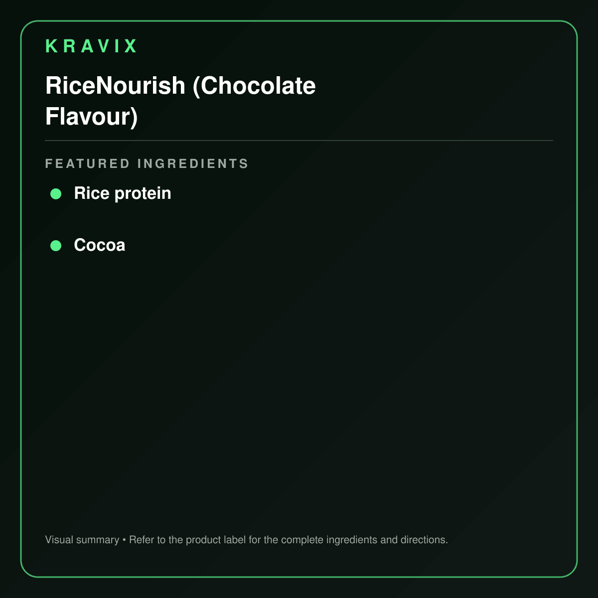 RiceNourish (Chocolate Flavour) featured ingredients