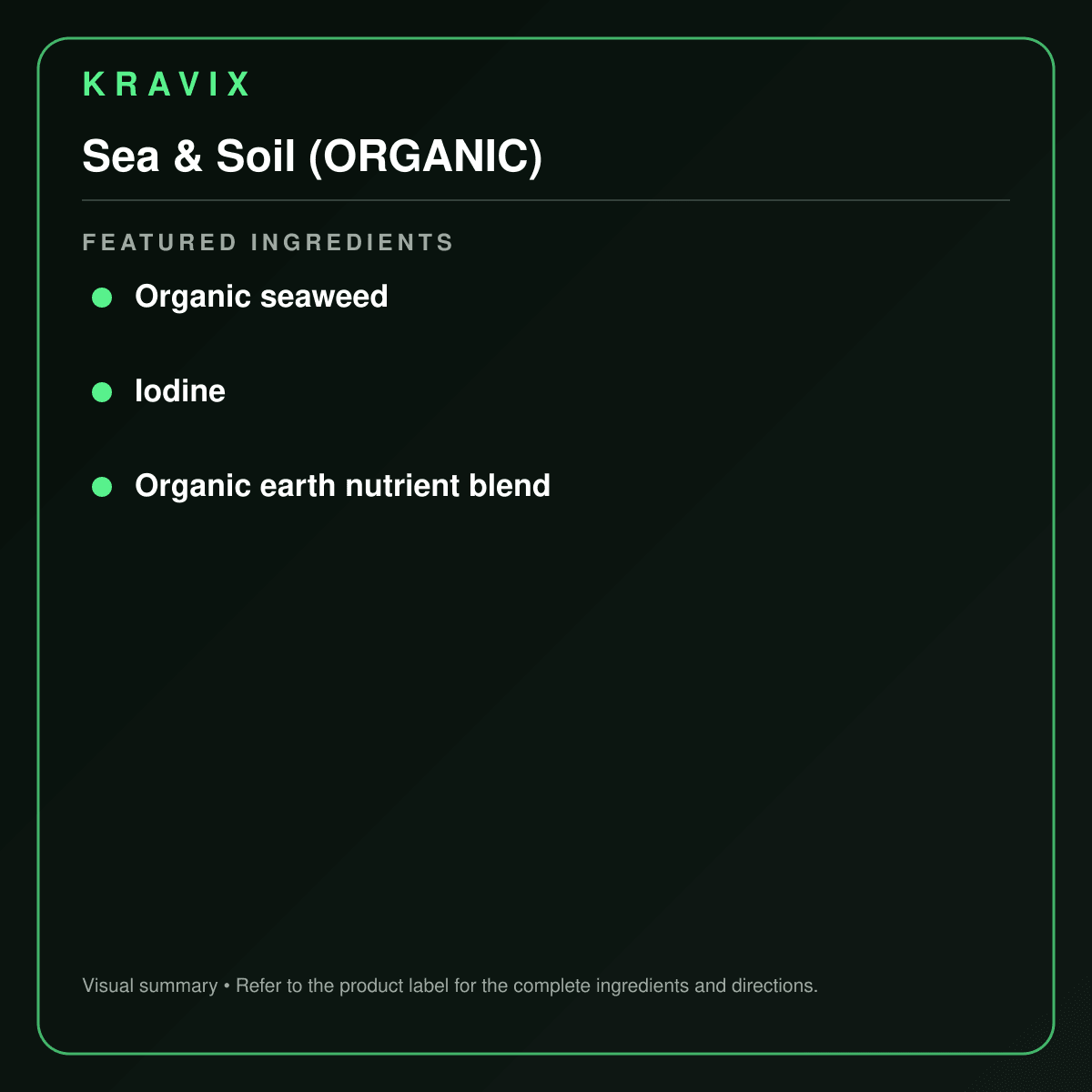 Sea & Soil (ORGANIC) featured ingredients