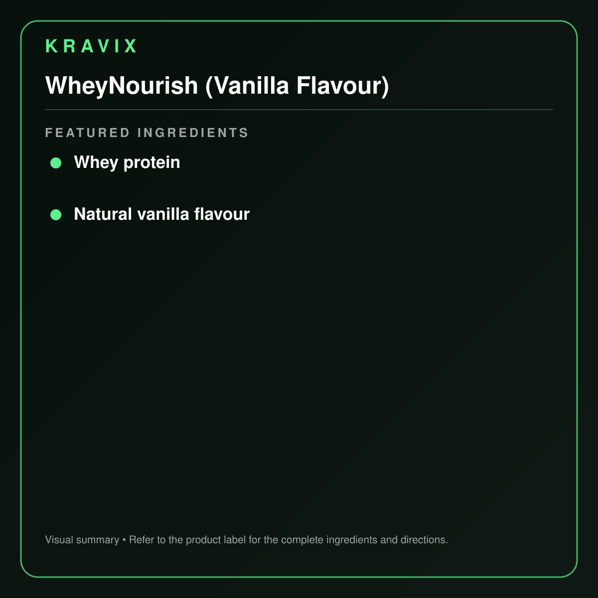 WheyNourish (Vanilla Flavour) featured ingredients